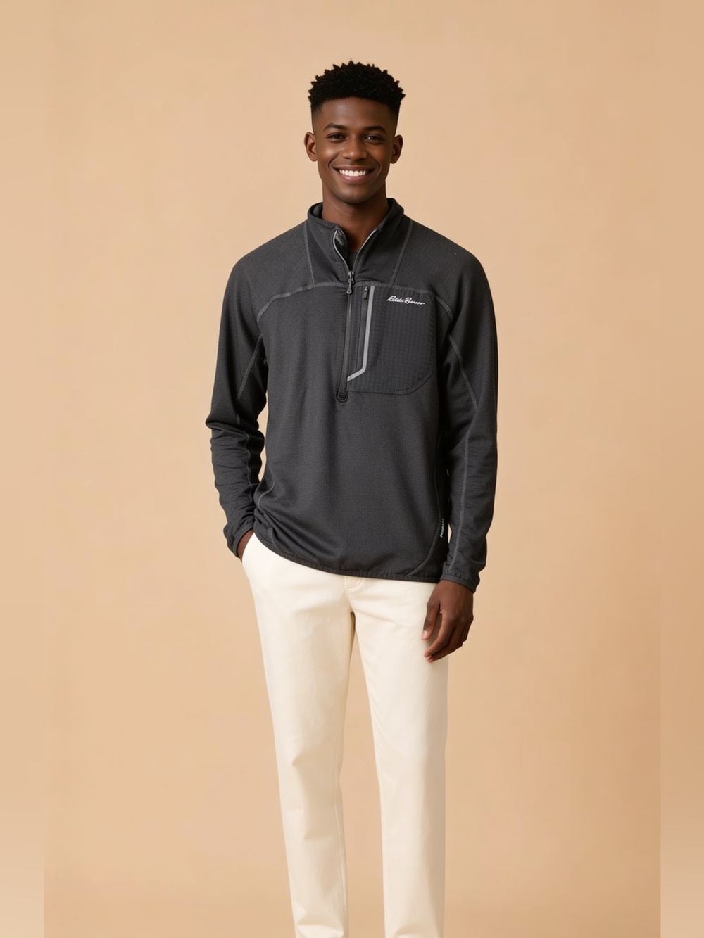 Eddie Bauer Charcoal Half-Zip Performance Jacket